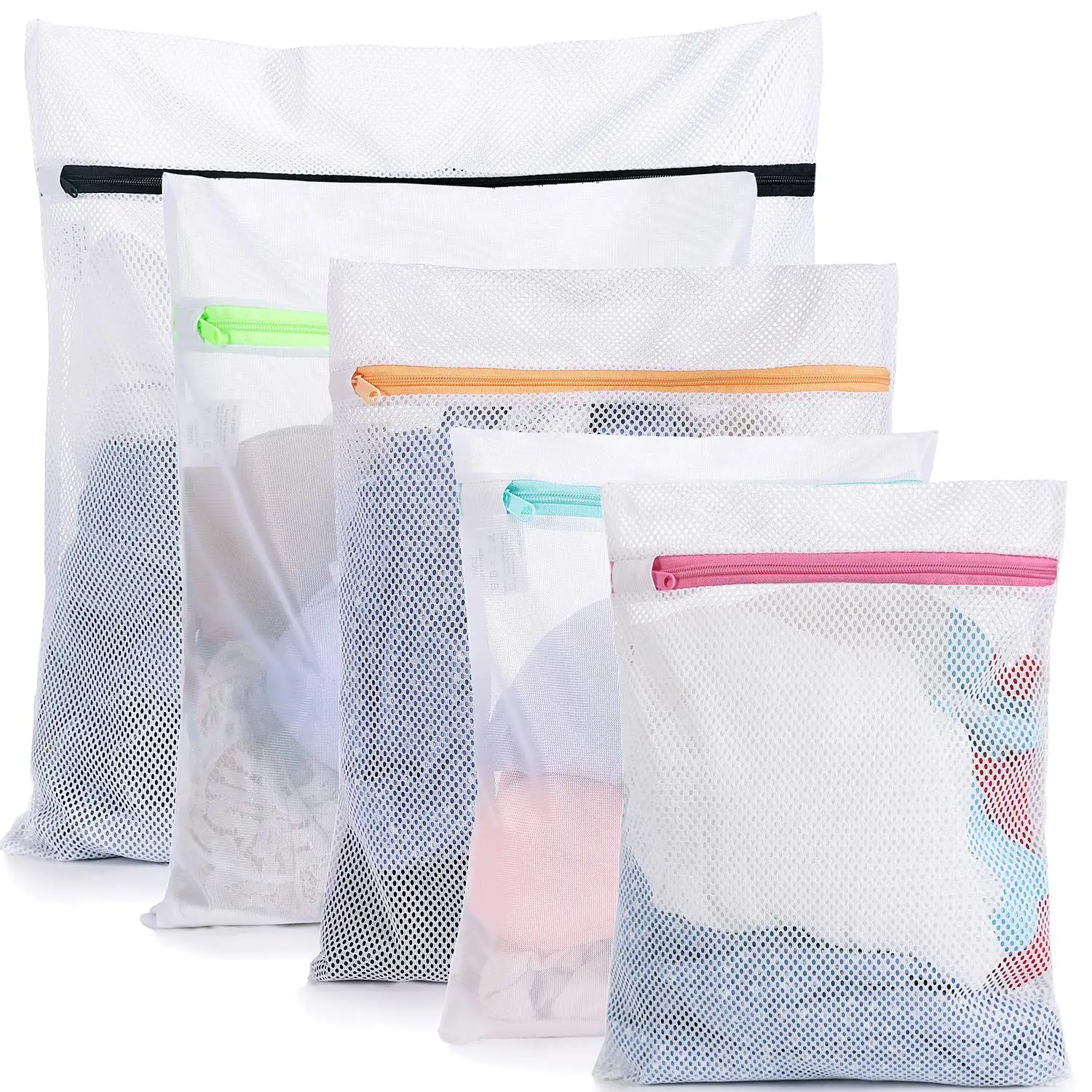 Colorful Zipper Mesh Laundry Bags,Travel Storage Organize Bag,Clothing ...