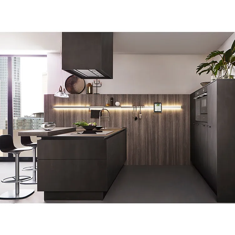 Customized Luxury Modern Kitchen Furniture Wood Veneer Kitchen Cabinets