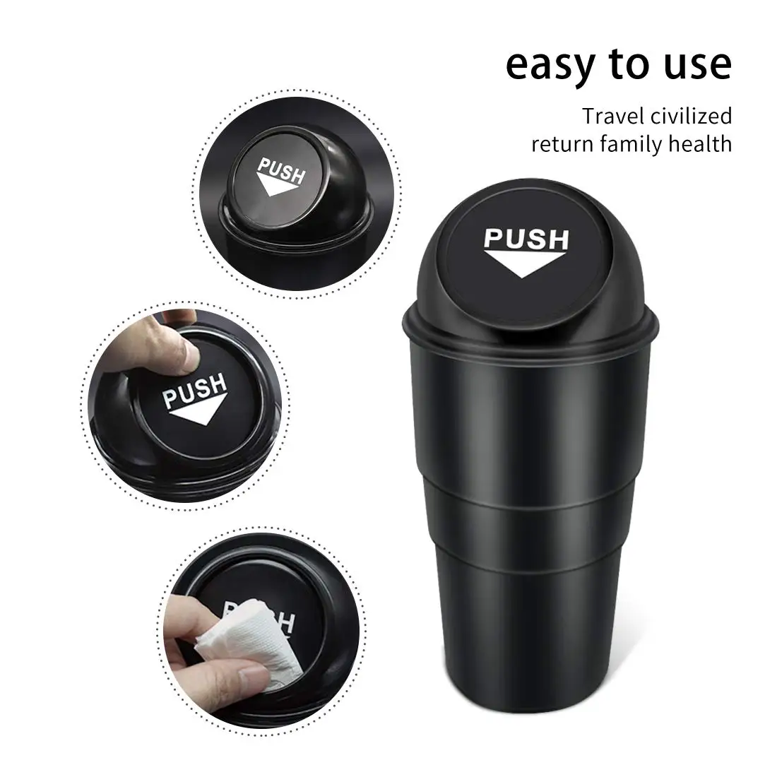 Car Garbage Can With Lid,Leakproof Vehicle Automotive Cup Holder Car