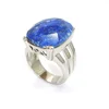 Wholesale Retro Jewelry Titanium Stainless Steel Prong Setting Cubic Zirconia Onyx Semi-Precious Rings Men Domineering Opal ring