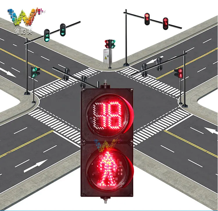 200mm red green pedestrian light with countdown timer led