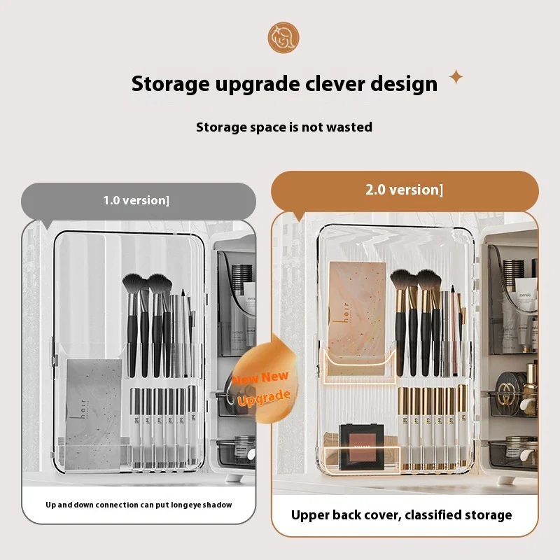 海星大容量桌面化妆品收纳盒防尘塑料家居梳妆台口红护肤收纳器