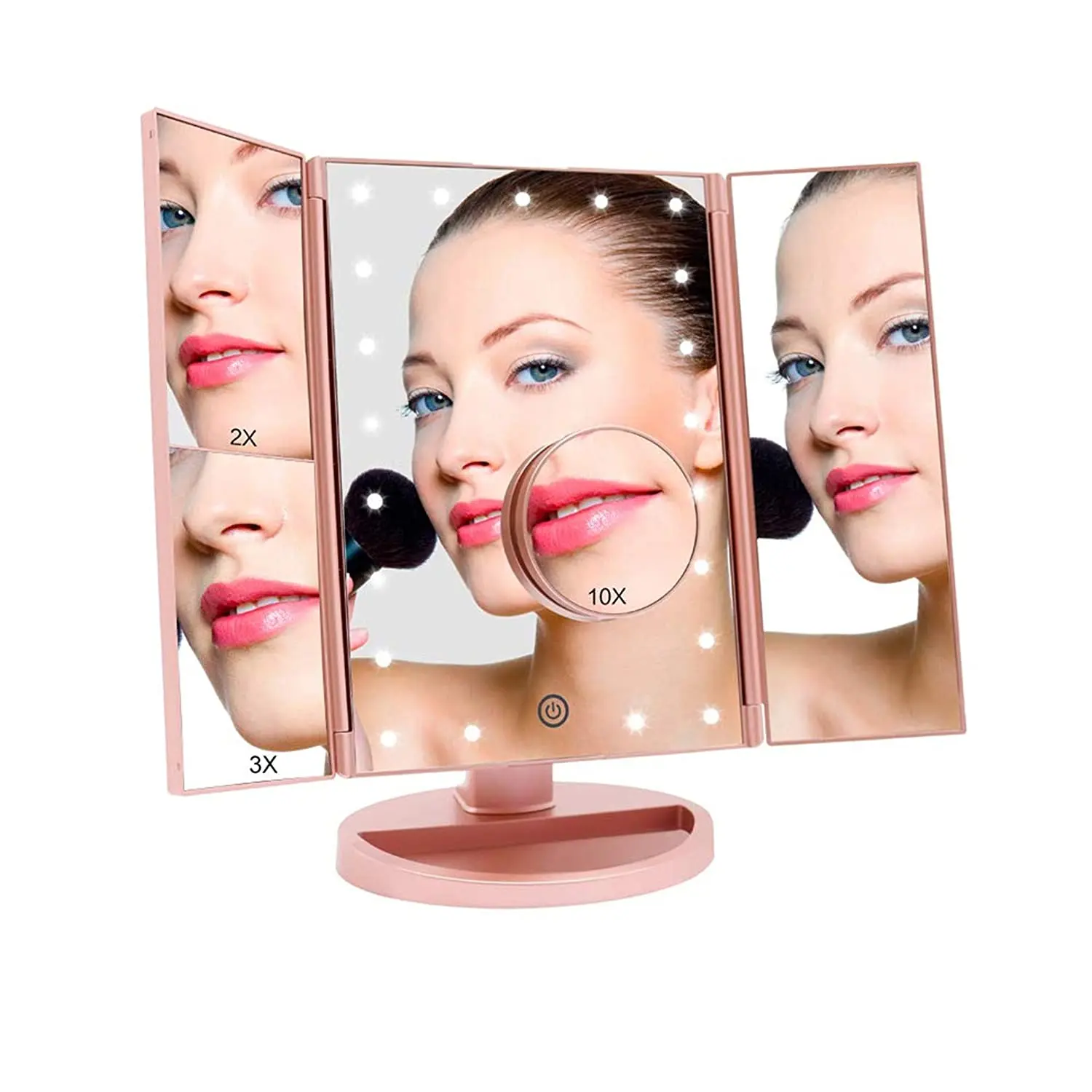 Amazon Top Seller 2019 Vanity Led Lighted Travel Makeup Mirror Desktop Trifold Magnifier Make Up Mirror With Lights