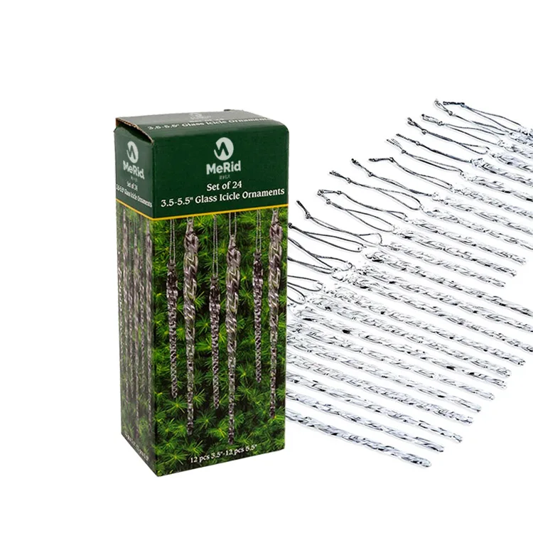 Icicle Christmas Ornaments Set Of 24 Icicles Tree Decorations Direct