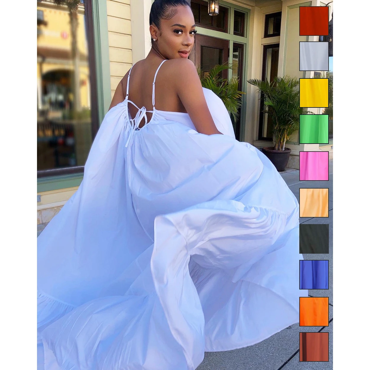 
K&CH Maxi Dress Woman Sexy Dress Summer Multi Color Plus Size Loose Shape White Dress for Women 