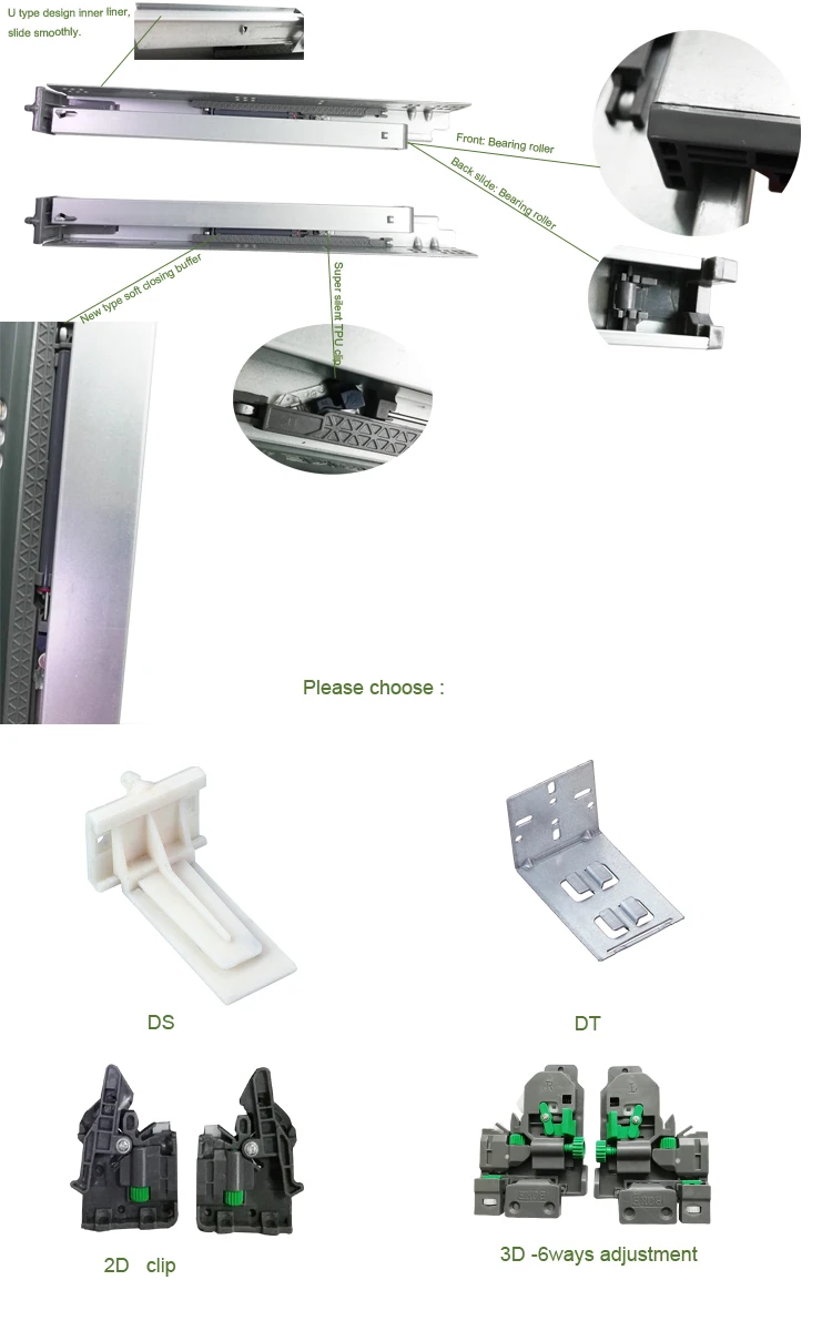 Boke Euro Kitchen Hydraulic Soft Close Damper Drawer Slides