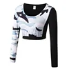 Custom compression yoga gymwear clothing sportswear workout long sleeve crop top