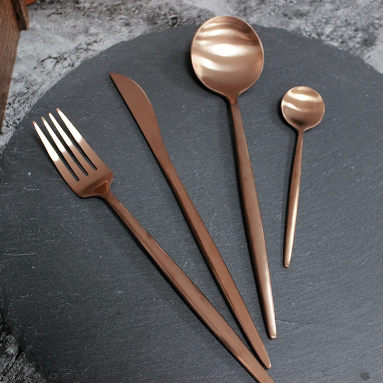 Factory Custom 304 Fork Spoon Knife Set Wholesale Stainless Steel Gold Cutlery Set Restaurant Wedding Cutlery