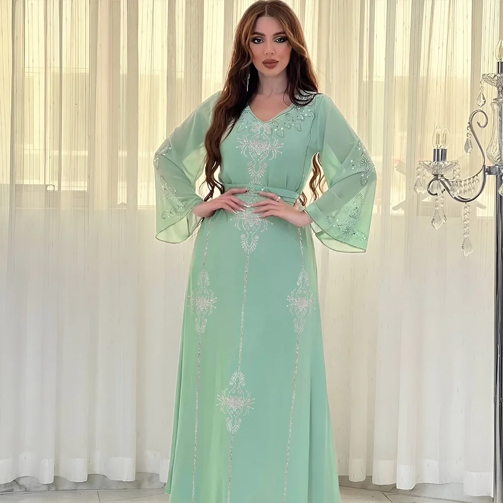 Abaya Dubaï 2026 de Luxe en Mousseline – Caftan de Soirée Modeste – Grossiste Grossiste Turquie