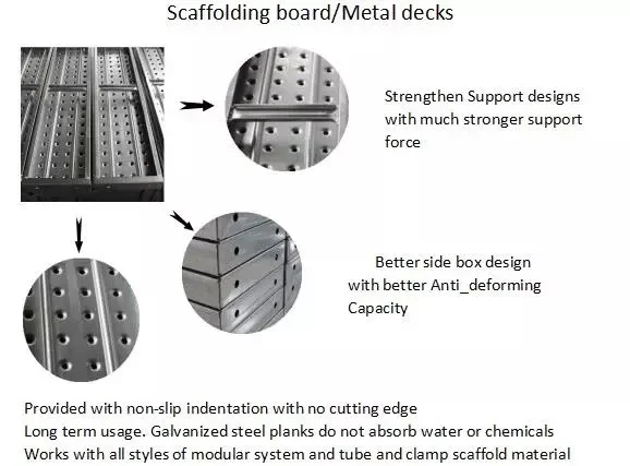 320mm Width Layher All Round Ringlock U Hook Perforated Steel Deck Scaffolding Steel Plank