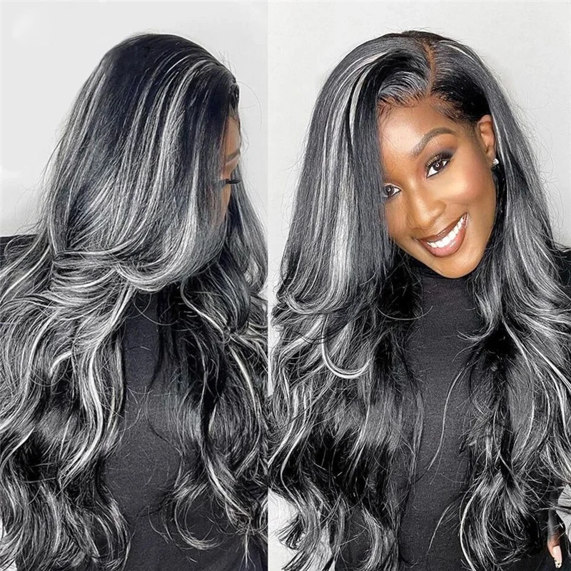 Ombre Silver Grey Bodywave Lace popular Front Wig