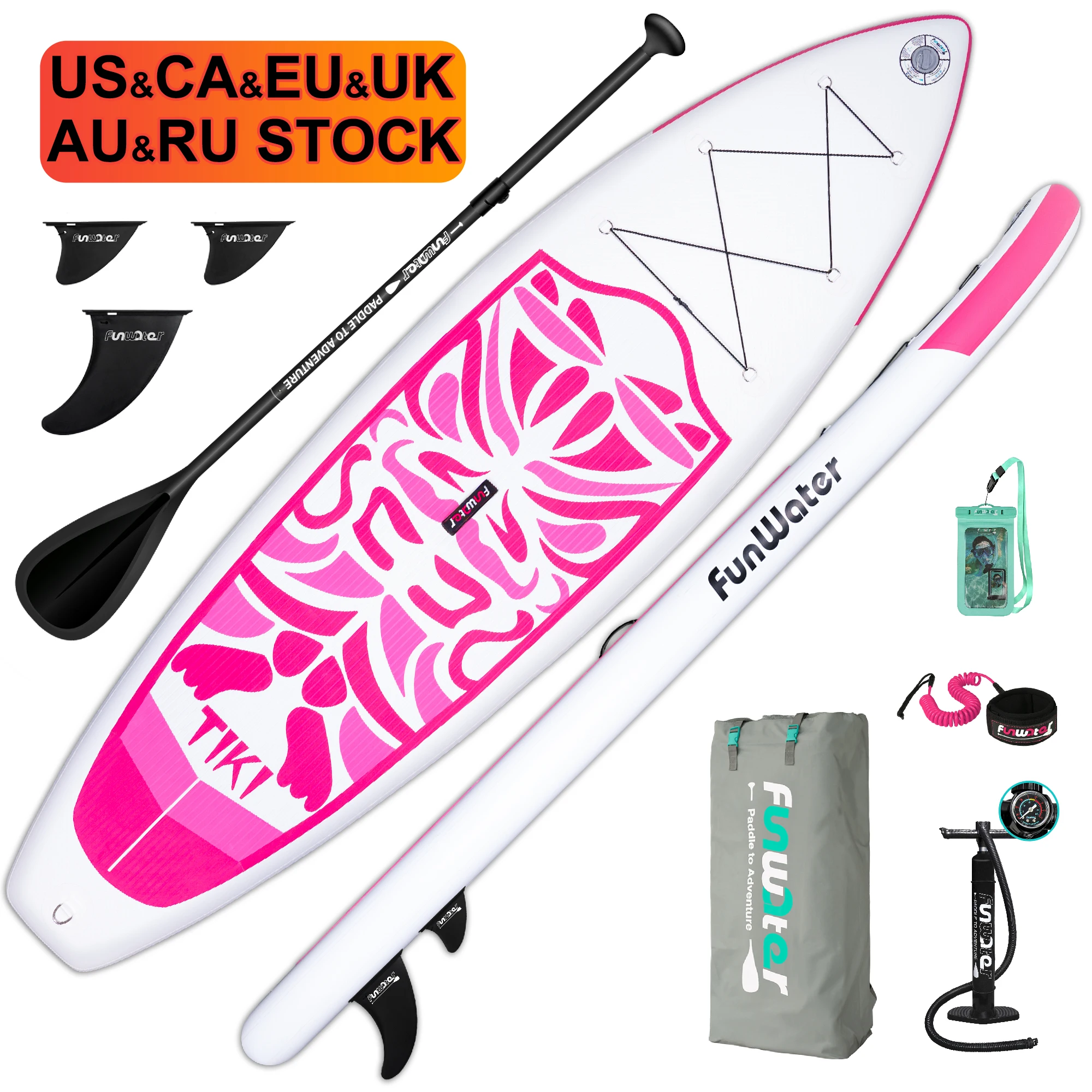 FUNWATER Inflatable SUP - Pink Paddle Board for Beginners