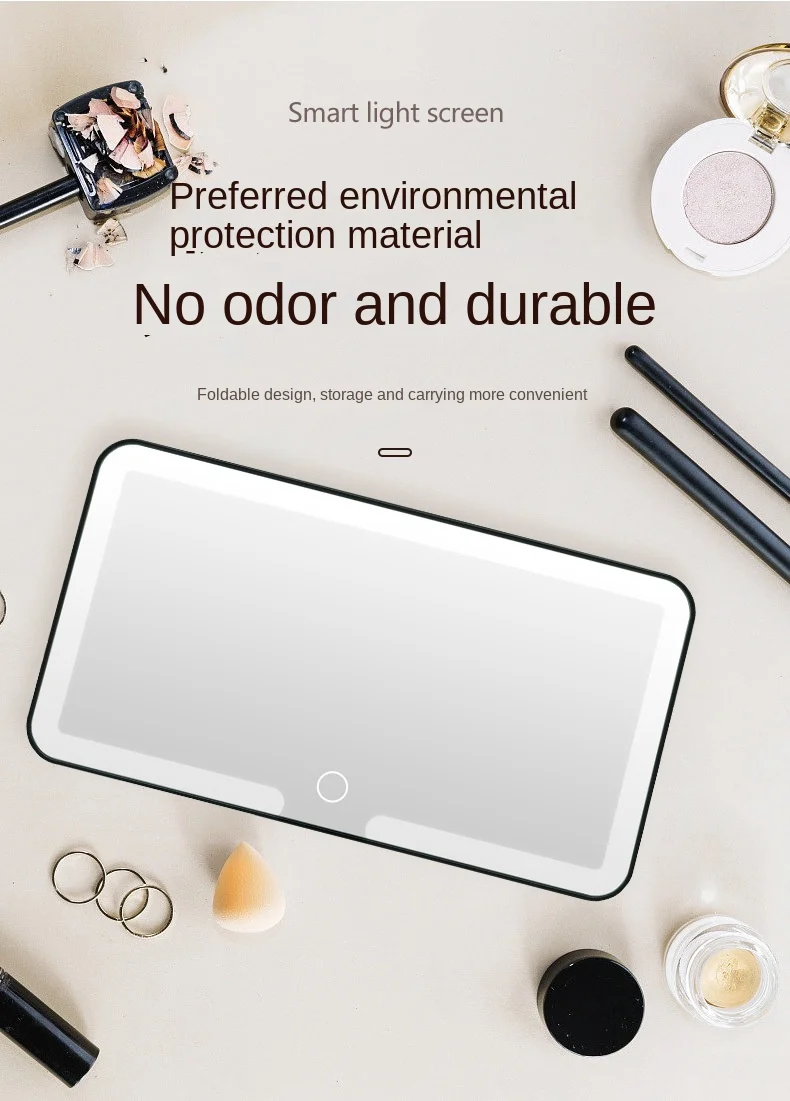 Car Vanity Mirror with 3X Magnification High-definition Sun Visor Touch Sensitive LED Three-color Adjustable Makeup Mirror