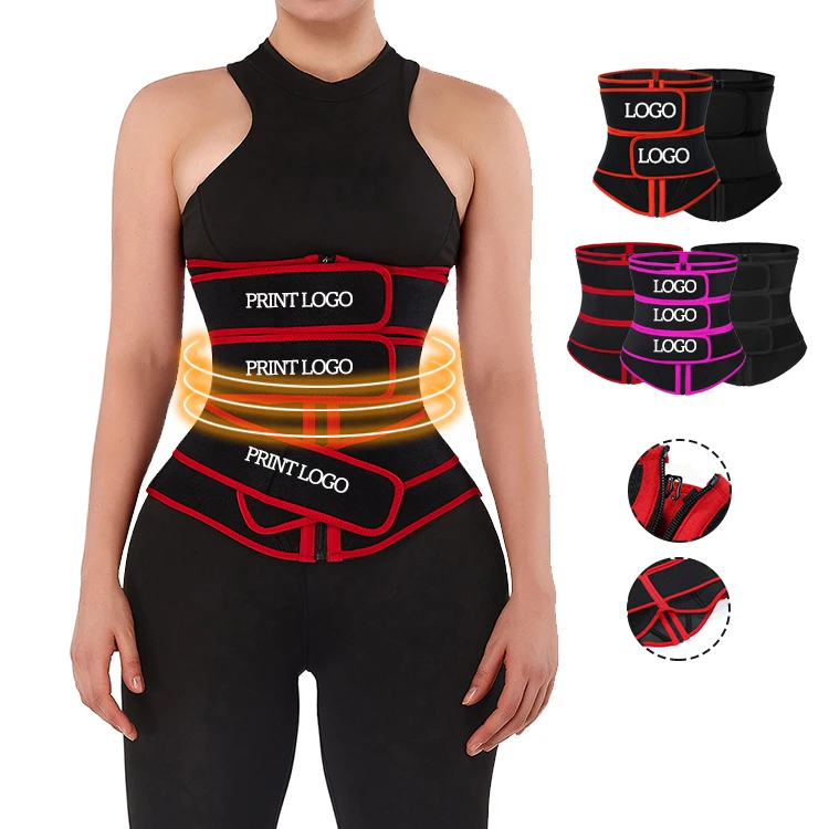 
Hexin Latest Design Custom Logo Latex Double Belt Zipper Enhance Corset Women Waist Trainer Shapers 