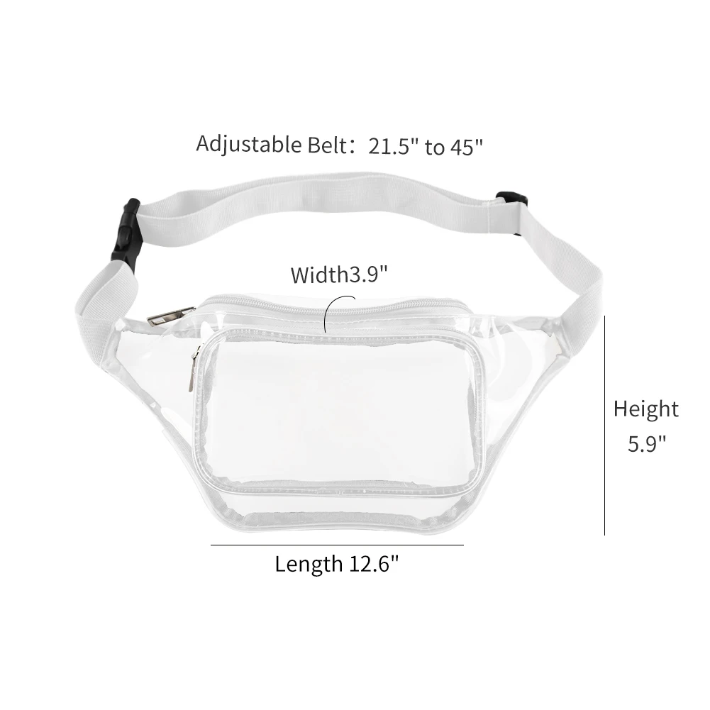 Large Storage Ladies White Bum Belt Bag,Custom Print Pvc Hologram Fanny