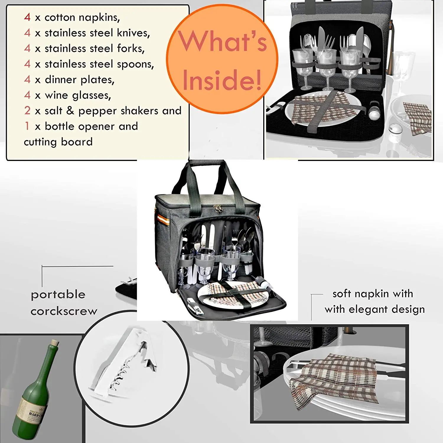 Extra Large Custom Bbq Picnic Basket Keeps Food Hot/cold For 12 Hours