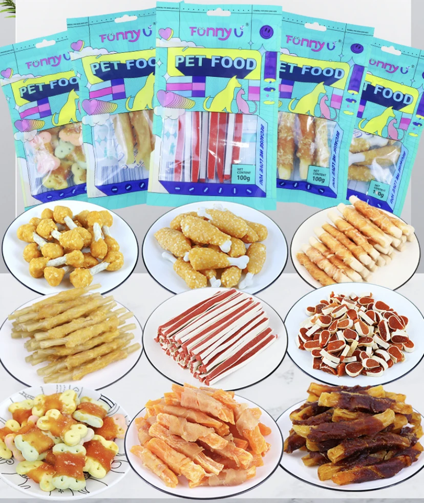 Pet Food Dog Snack Chicken Duck Beef Wrapped Cowhide Roll Dog Teeth