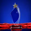 Cube pedestal iucency crystal trophy, Inlaid with pentacle crystal trophy apply to enterprise awards