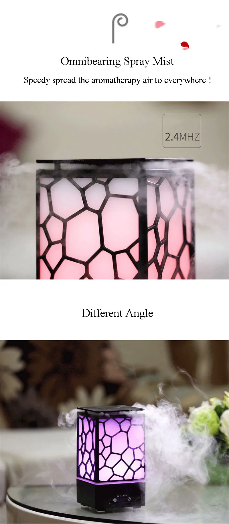 Colorful Comfortable Romantic Water Cube Oil Aroma Diffuser Humidifier Atmosphere Night Lamp for Home