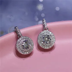 Fashion Luxury Silver Plated Shining Zircon Stone Stud Earrings For Women Girls Wedding Engagement Earrings Korean Jewelry