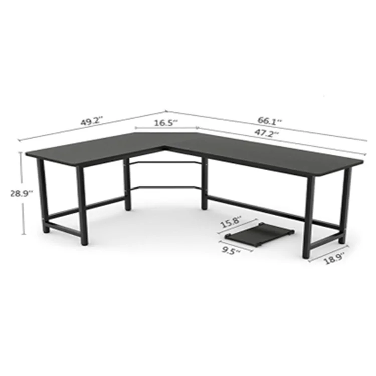 Factory Supply New Design L Shaped Black Modern Computer Table Desk