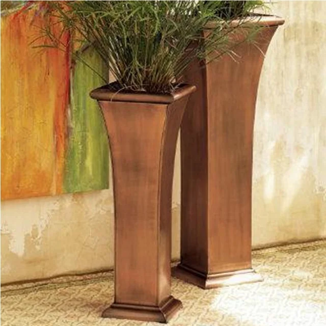 Large Outdoor Planter Tall Copper Patio Deck Garden Planters Tall Copper Patio Deck Garden Planters