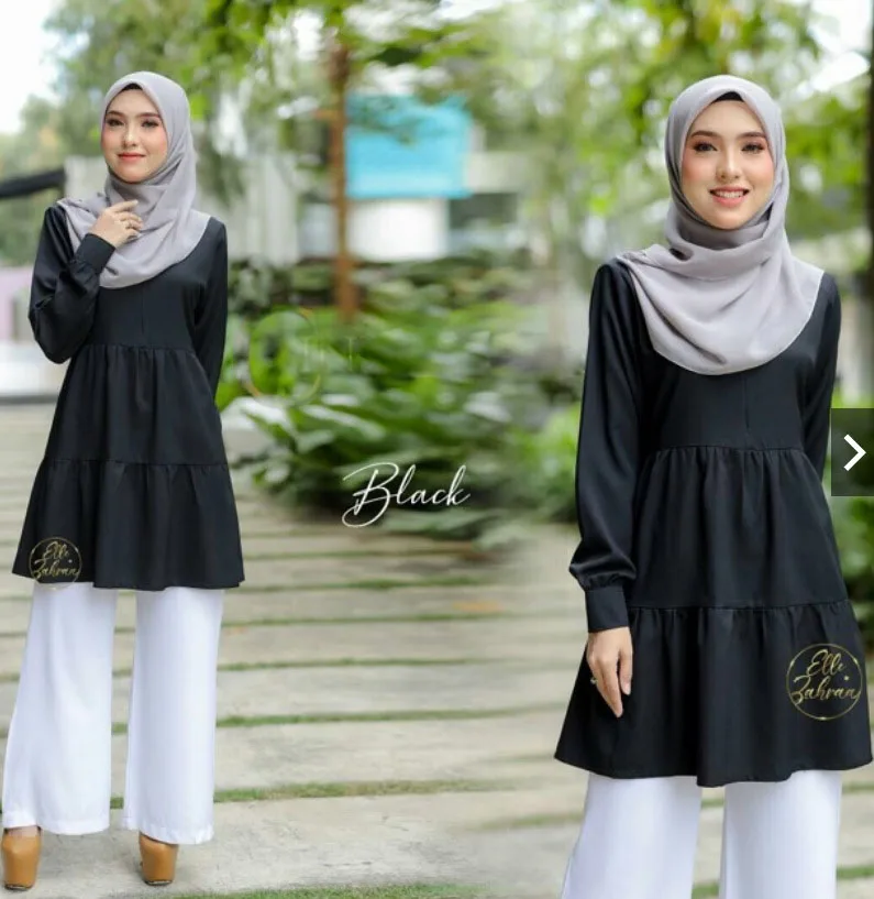 New Muslim Dubai Abaya Long Sleeve Blouse Malaysia Muslim Tops Tunic ...