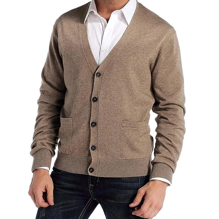 Custom Make Male Fit V-neck Knitwear Blank Cardigan Cashmere Wool ...