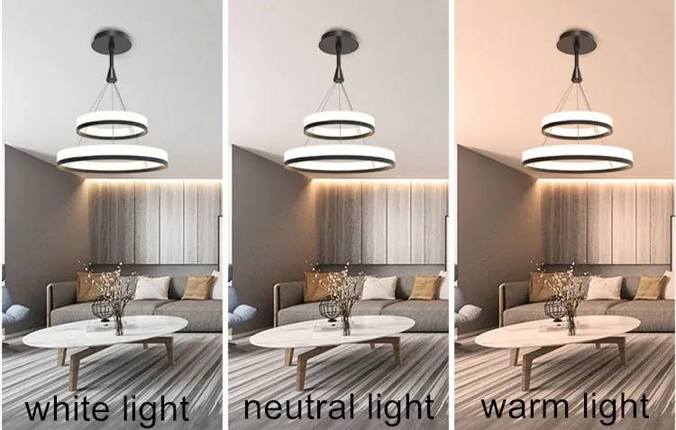 classic led chandelier remote control pendant lamp acrylic household circle led pendant ceiling light fancy lighting decoration