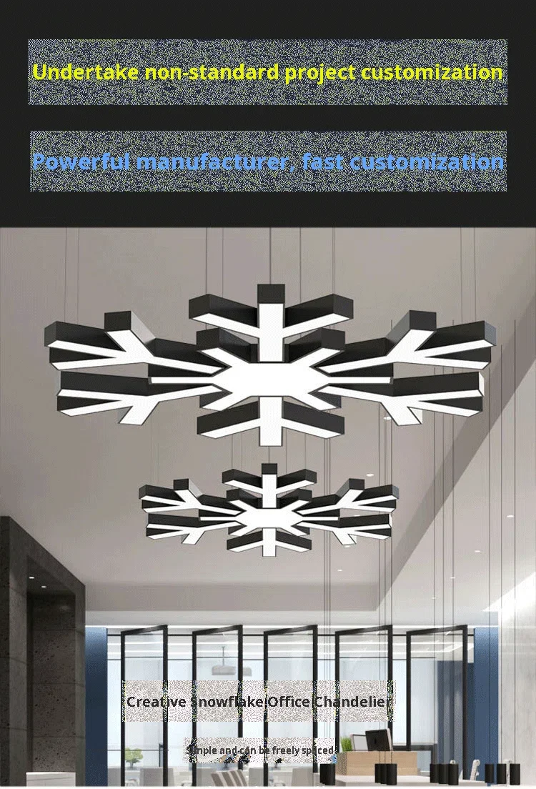 product customizable creative snowflake led modeling lamp special shaped chandelier for billiard room internet cafe shopping mall-0