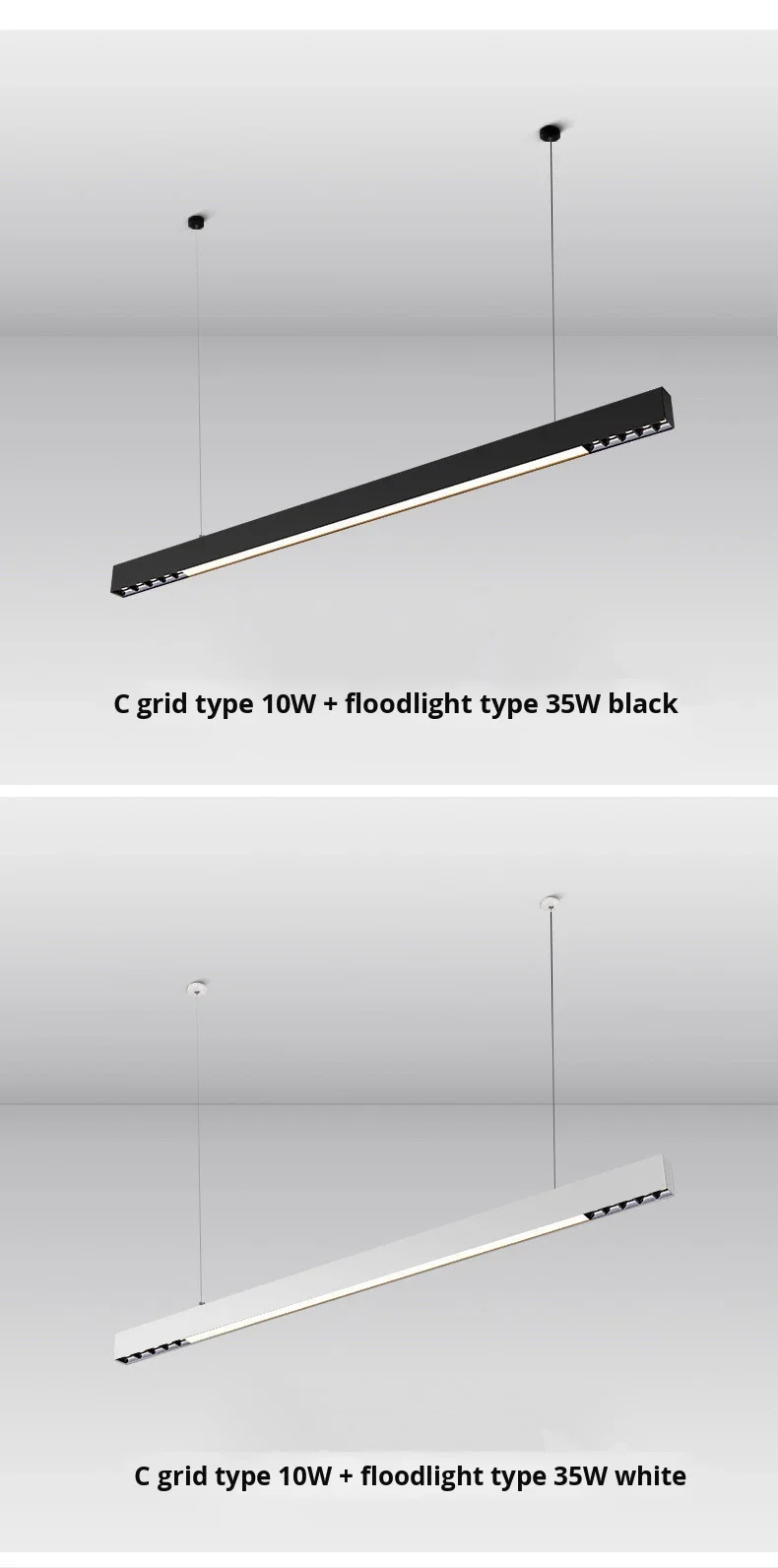 product grid pendant light strip eye protection aluminum alloy 6000k ra90 1200mm office lighting minimalist design-5