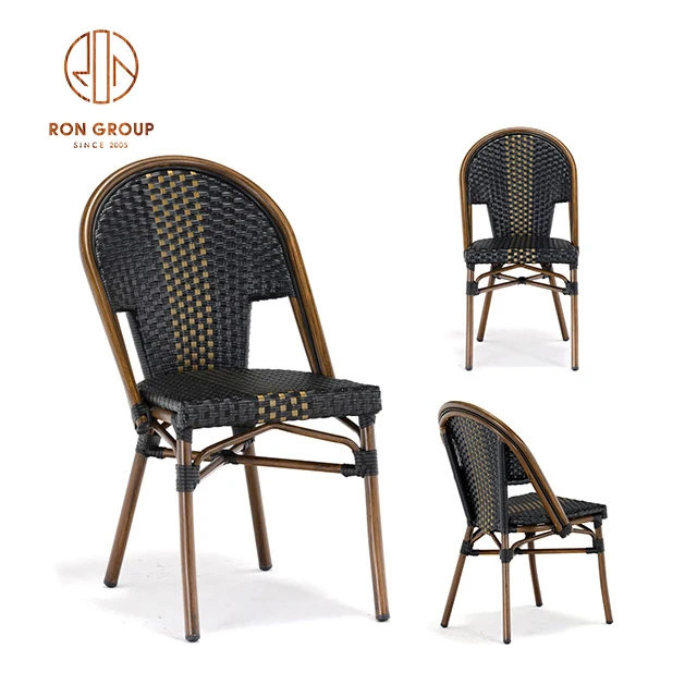 Aluminum PE Rattan black chairs waterproof outdoor chair