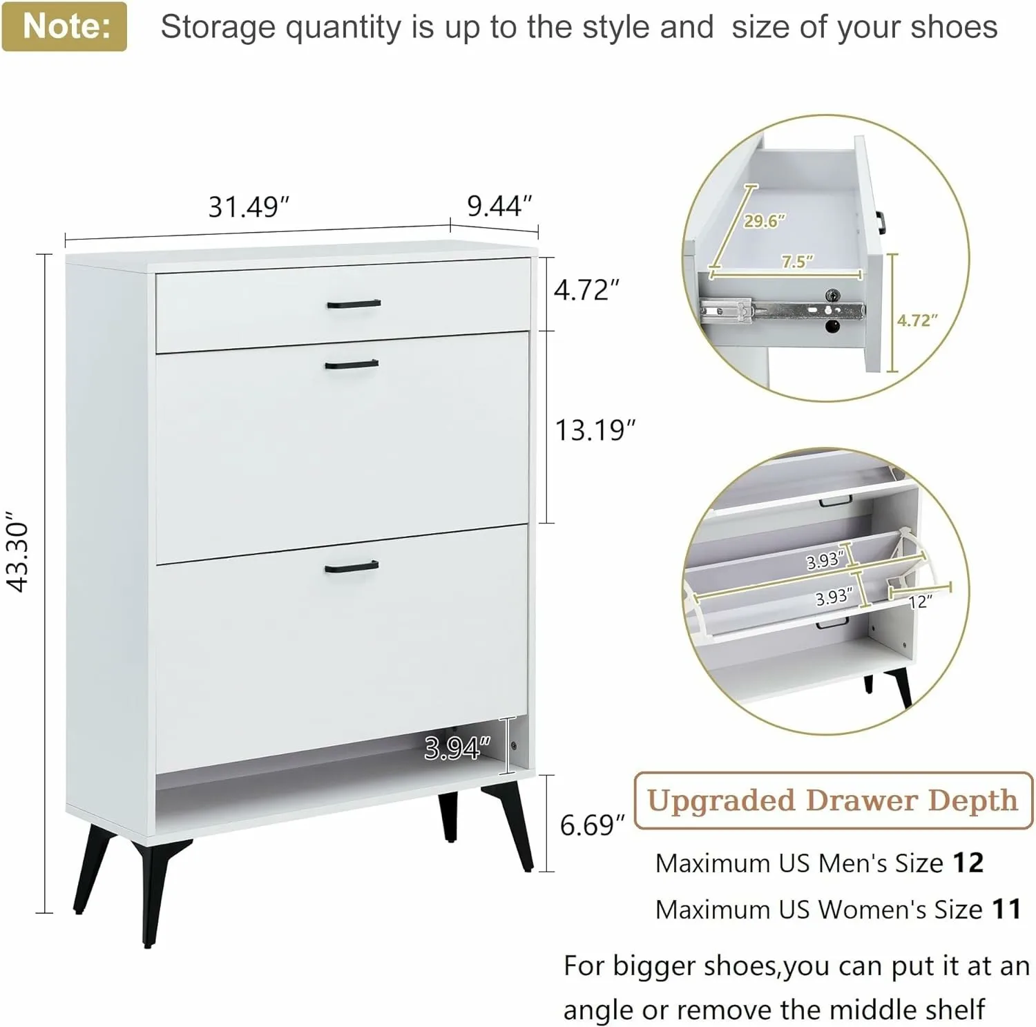 Yifan Entrance Shoe Cabinet With Flip-top Drawer Independent Shoe Rack ...