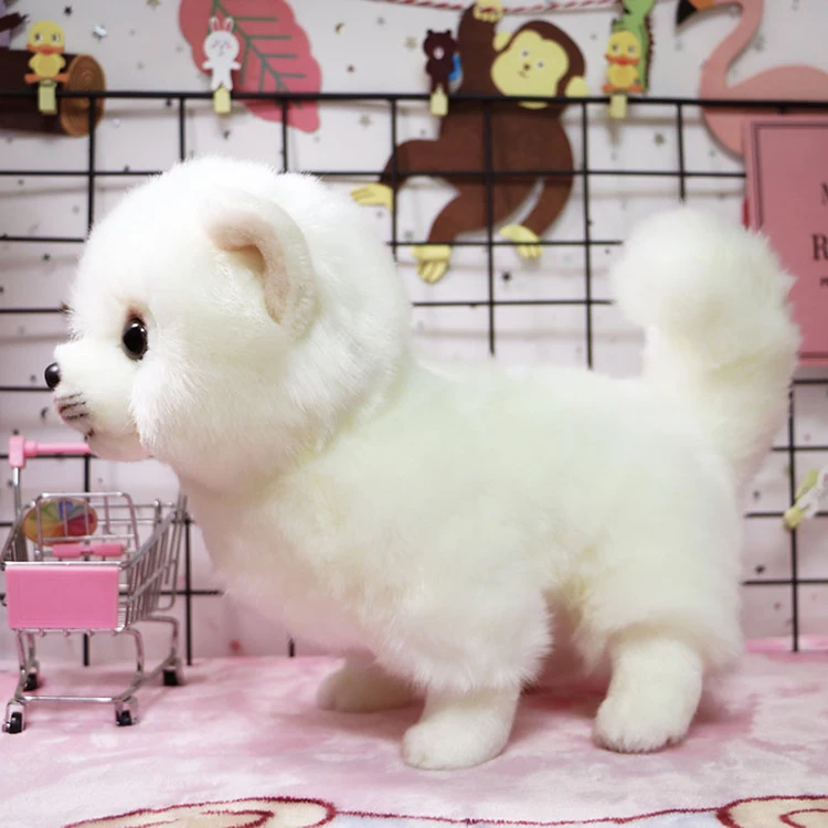 Good quality cute white pomeranian plush toy