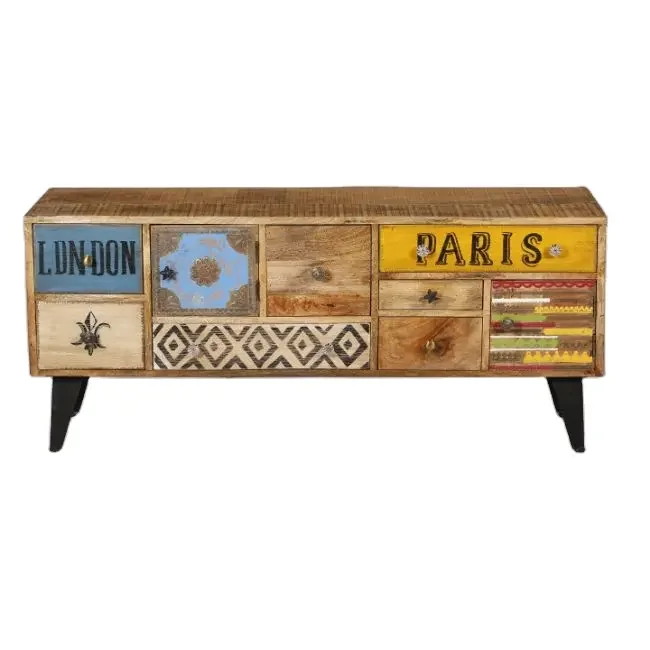 Industrial & Vintage India Solid Mangowood Entertainment Tv