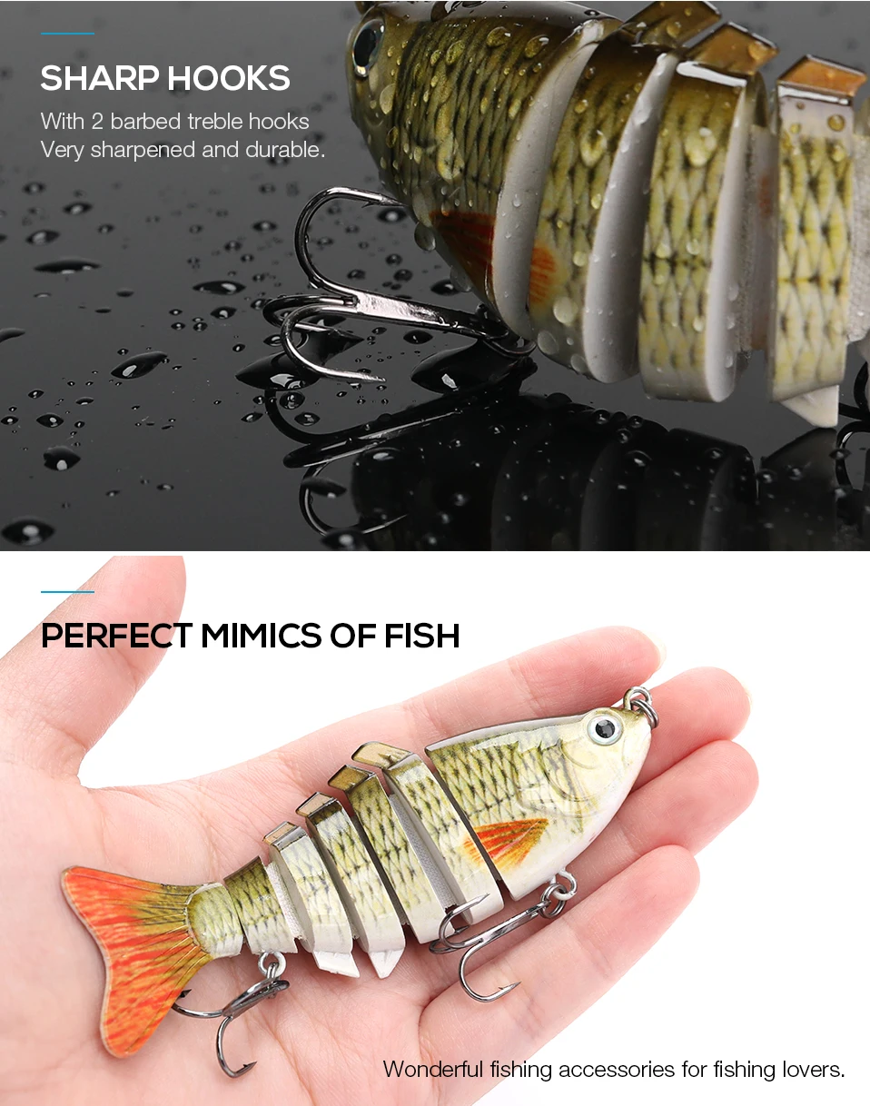 7 Sections Artificial Baits Swimbait Fishing Lure Hard Bait Minnow