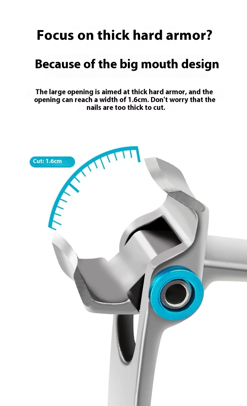 Industrial Grade Large Opening Nail Clipper Die-Cast Design Stainless Steel Adult Clippers OEM Cutting Thick Hard Toenails