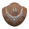 Vantage Brass Sets Jewelry with Green and silver leaves and flowers Stone CZ for jewelry set in saudi arabia