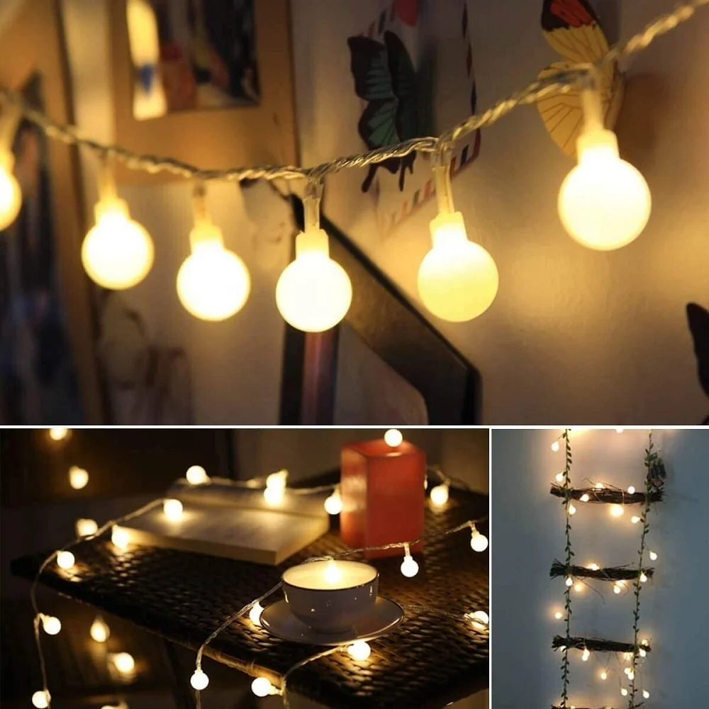 40 LED Globe Ball String Light Fairy String Lights Battery Powered Decor for Indoor Outdoor Party Wedding Christmas Tree Garden