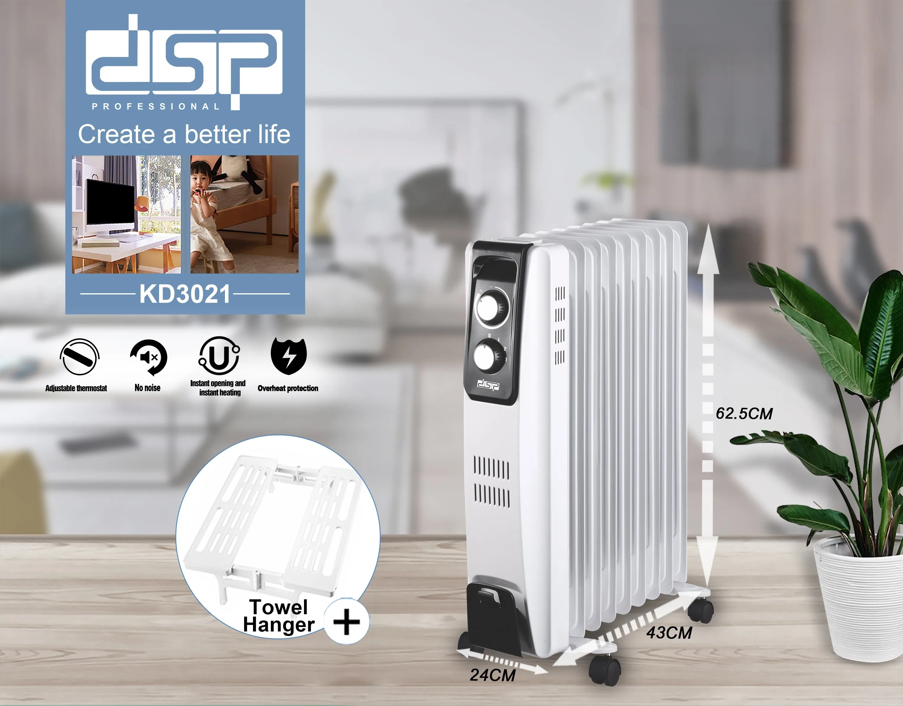 Oil Heater, DSP, 2000W - detail 6