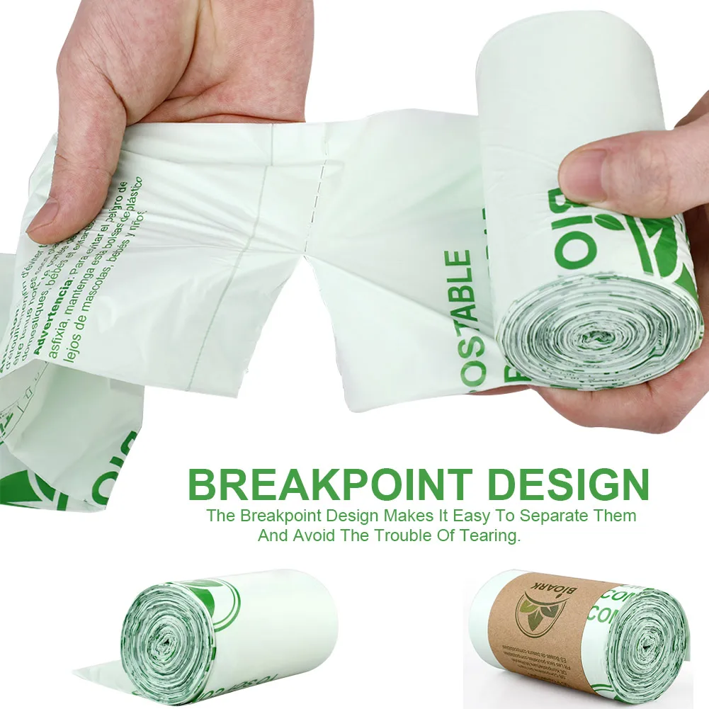 Full Biodegradable compostable cornstarch plastic roll Bags for trash and garbage