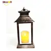 Antique Outdoor Black Wedding Decoration Flameless Hanging Light Iron Candle Lantern With Led Candle