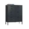 Customized office home furniture black metal 3 layer chest of drawer storage cabinet with feet