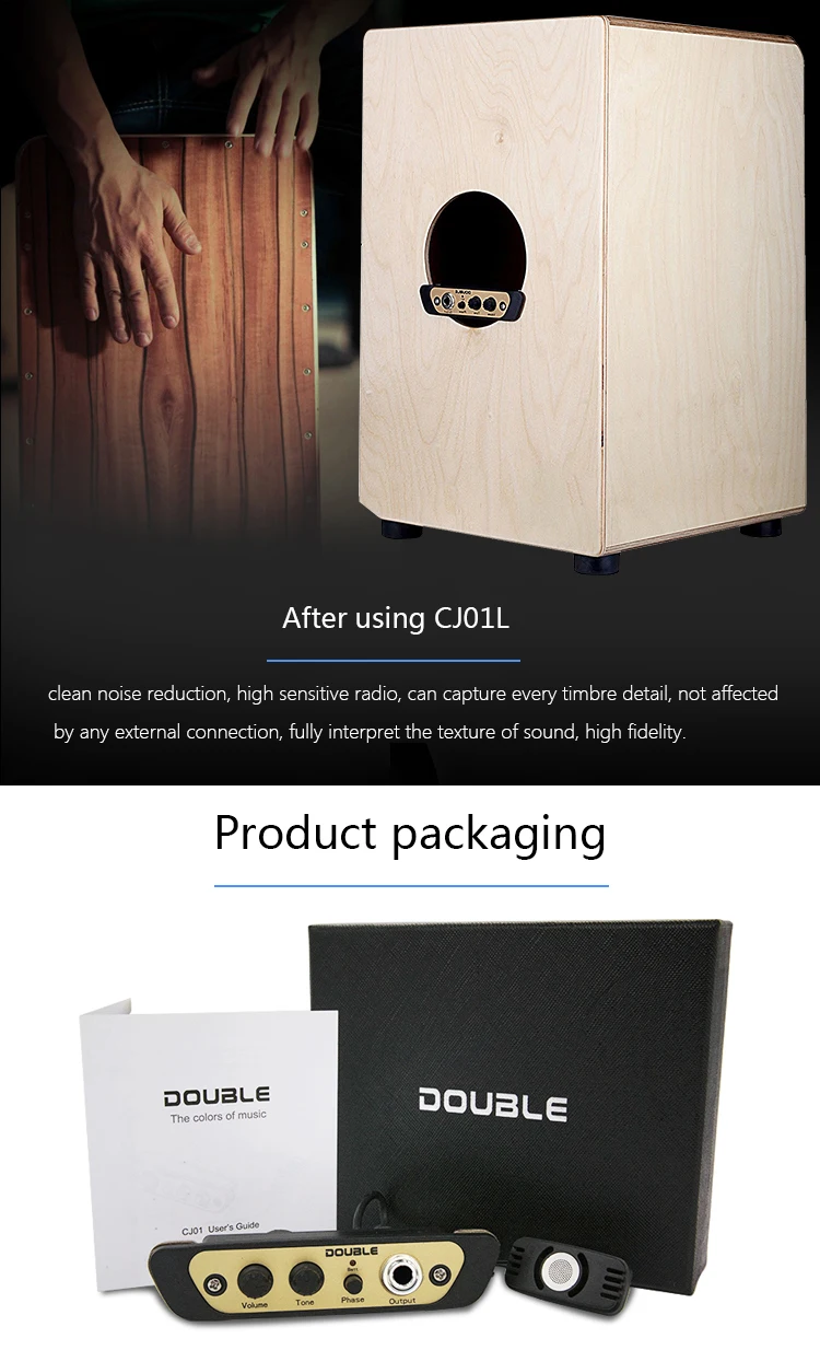 Double Cj01/cj01l Cajon Box Drum Sound Hole Microphone Pickup No Need