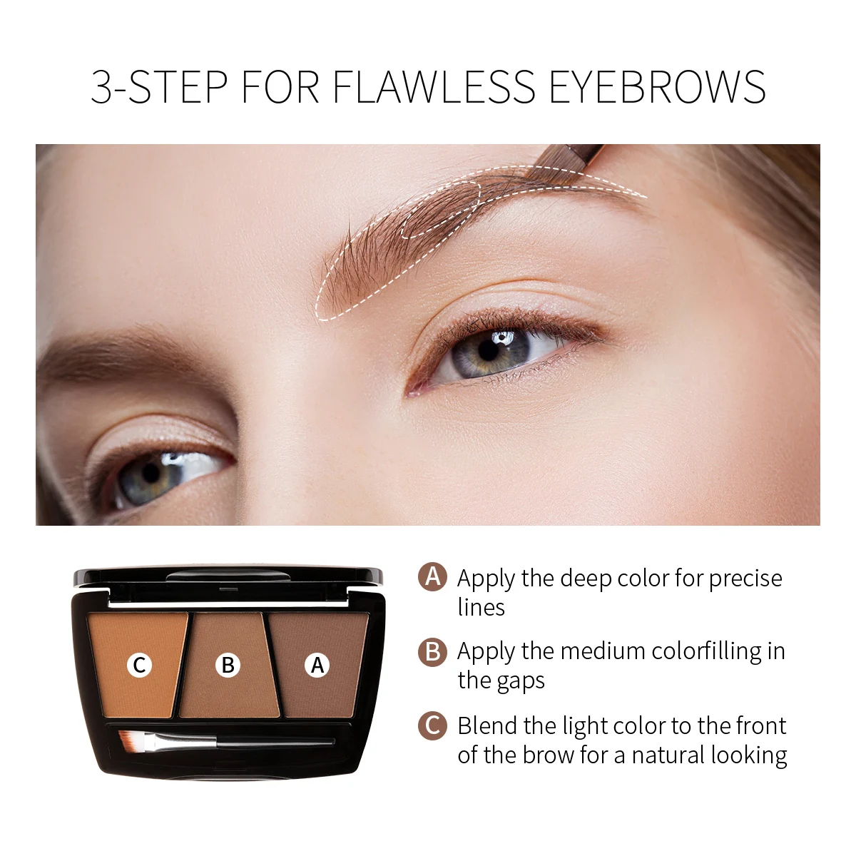 cosmetics e432 makeup eyebrow powder kit with brush