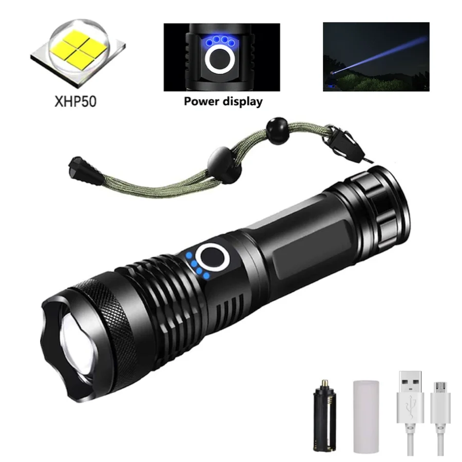 Details about   Super-Bright 350000LM Tactical LED XHP50 Flashlight With Rechargeable Battery 