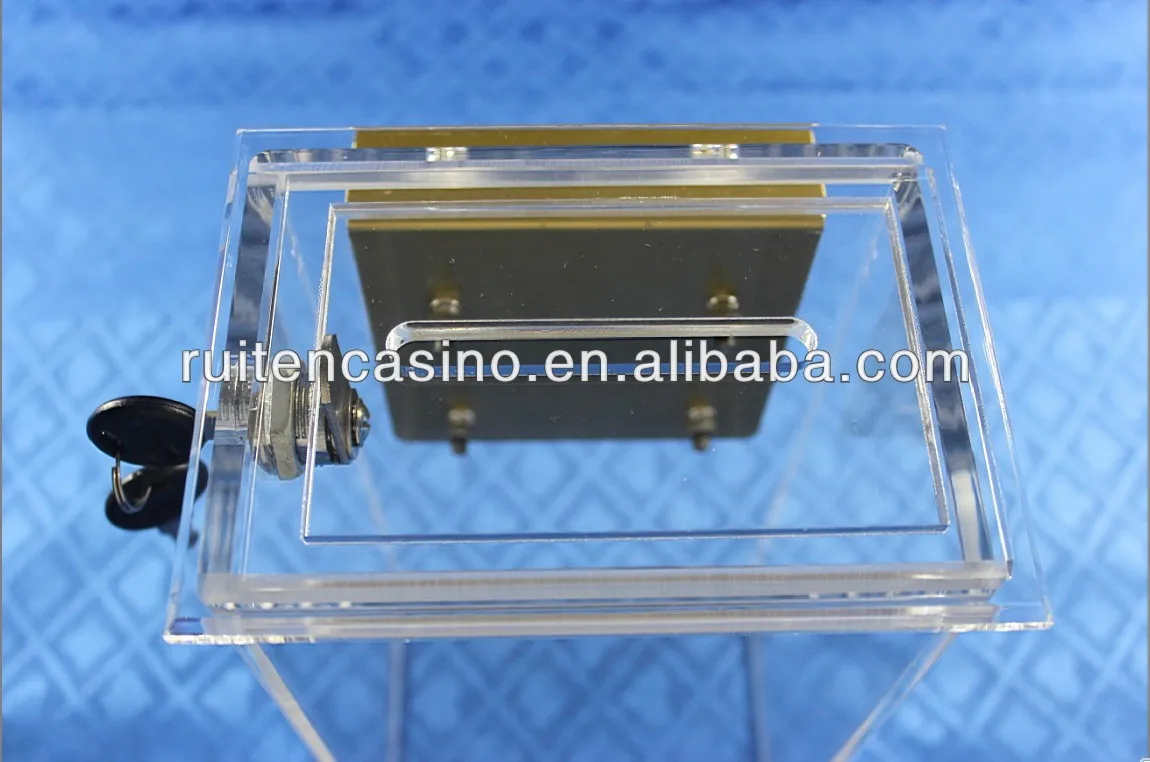 Acrylic Toke Box With Top Slide Lid Casino Drop Box With Locking Lid