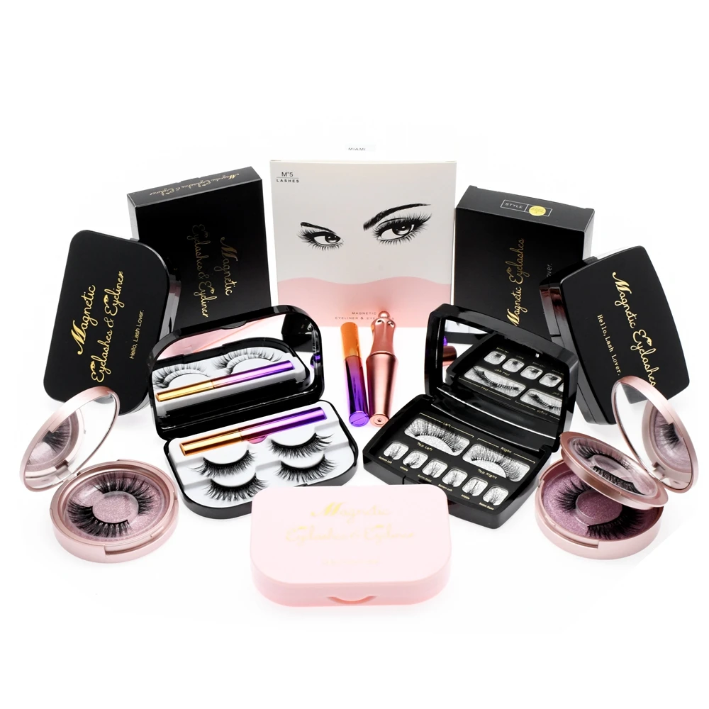
Hot 3D Magnetic False Eyelashes Set False Eye Lashes Reusable Magnet Fake Eyelashes Kit With Eyelash Tweezers New Hot 