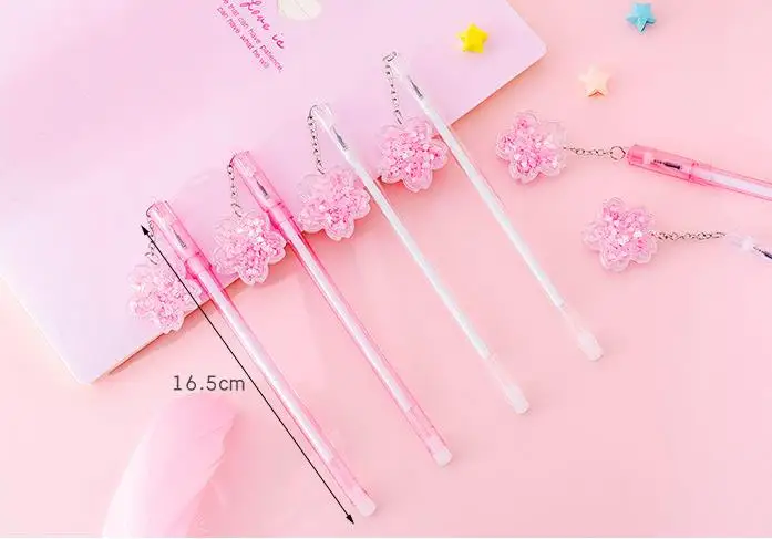 亮片樱花吊坠凝胶笔可爱的笔学生签名笔