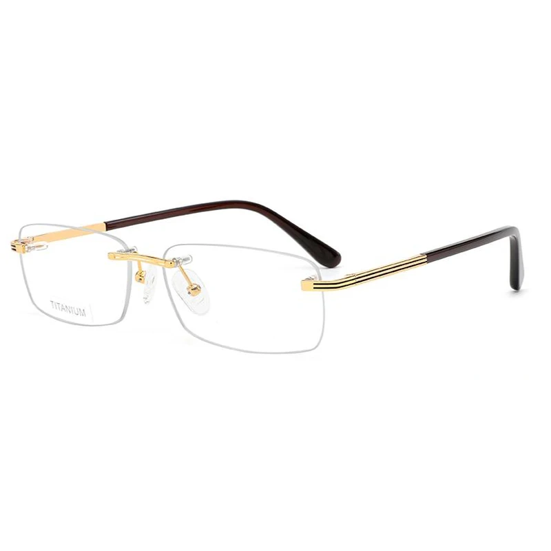 W-3887360 New Classic Rectangle Rimless Titanium Solid Durable Optical Frame Eyeglasses for All Face Shape Spectacle Eyewear